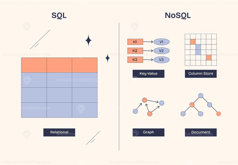SQL vs NoSQL databases are compared with relational tables and various ...