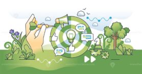Strategic messaging or effective communication planning outline hands concept