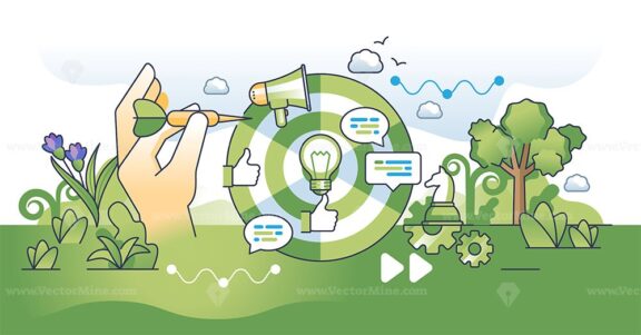 Strategic messaging or effective communication planning outline hands concept