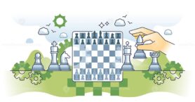 Strategic planning with smart business moves or tactics outline hands concept