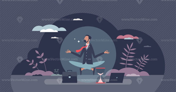 Stress management for businessman as emotional control tiny person concept