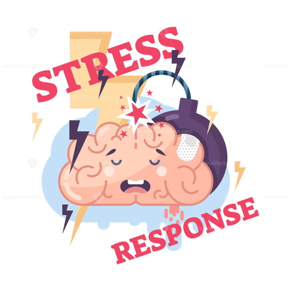 FREE Human stress response system conceptual vector illustration brain character