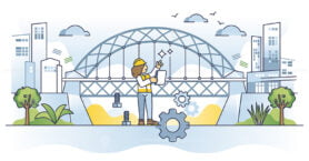 Structural engineer female with technical knowledge specialty outline concept