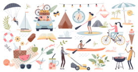 Summer set with hot weather or holiday season elements tiny person collection