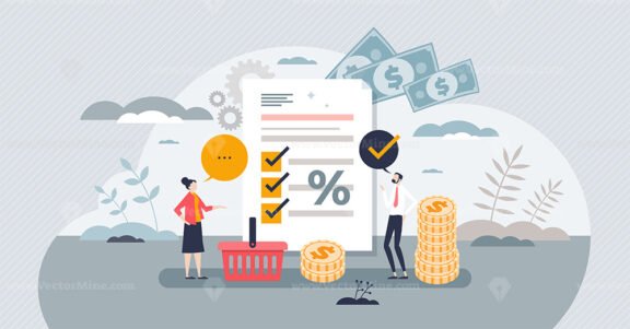 Supplier relationship and business partners communication tiny person concept
