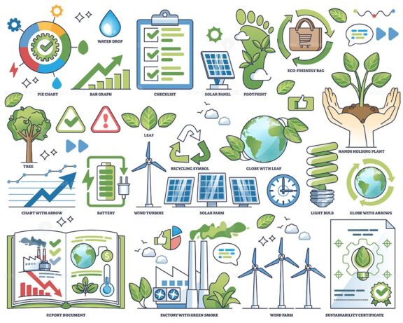 Sustainability reporting and business ESG policy outline collection set