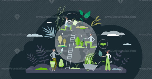 Sustainable agriculture with green and ecological farming tiny person concept