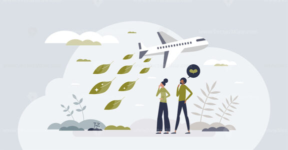 Sustainable aviation fuel for green aircraft power tiny person concept
