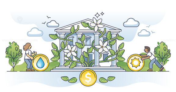 Sustainable finance and green ecological business development outline concept