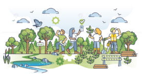 Sustainable forest management with selective harvesting outline concept