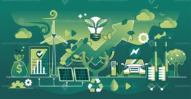 Sustainable green business with sustainable principles dark outline concept