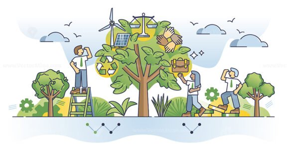Sustainable investment and ESG environmental strategy outline concept