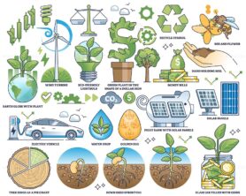 Sustainable investment and financial business growth outline collection set