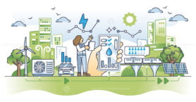Sustainable urban planning with city big data collection outline concept