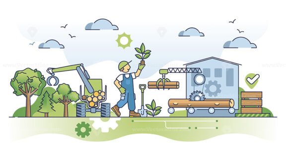 Sustainable wood products and ecological manufacturing outline concept