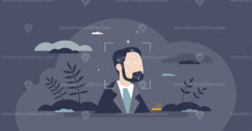 Synthetic media and AI software generated fake pictures tiny person concept
