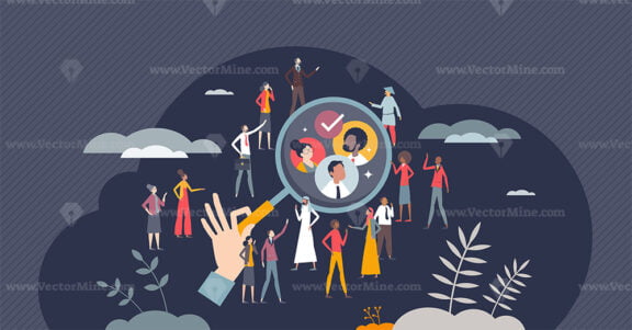Targeted audience for effective and accurate marketing tiny person concept