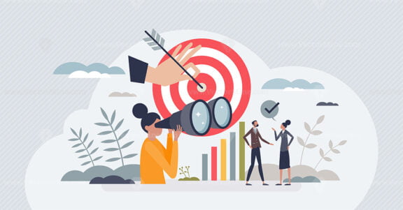 Targeted audience research method for effective marketing tiny person concept