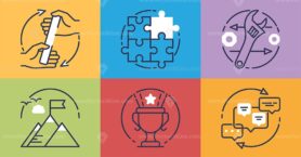 Team management and business daily work organization outline grid concept