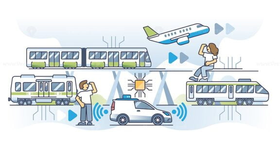 Tech driven transportation with sensory assistance technology outline concept