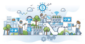 Future of retail and modern customer shopping experience outline concept