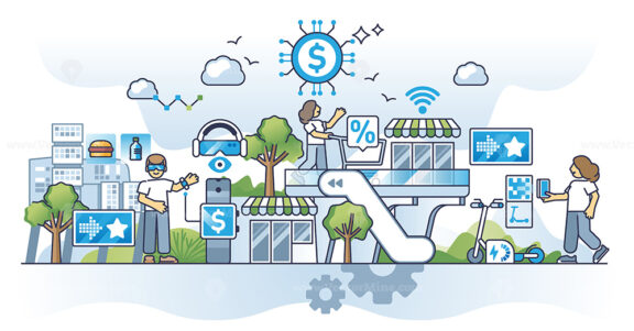 Future of retail and modern customer shopping experience outline concept