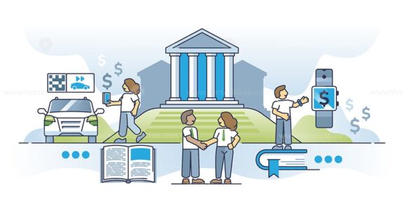 Journey to financial independence with modern payment method outline concept