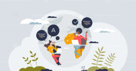 The rise of remote work culture and distant communication tiny person concept