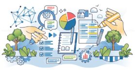 Thematic analysis for qualitative data research outline hands concept
