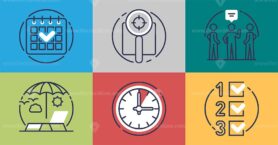 Time management for effective business work organization outline grid concept