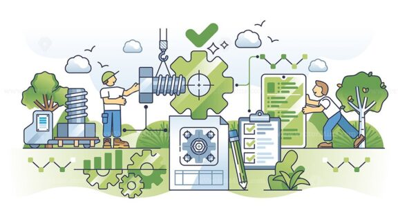 Total quality management or TQM for continual improvement outline concept