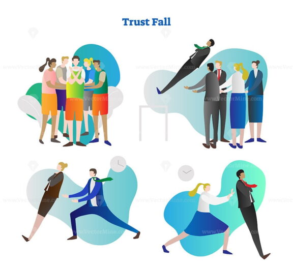 FREE Trust fall vector illustration collection set