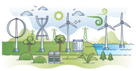 Types of wind technology for alternative power production outline concept
