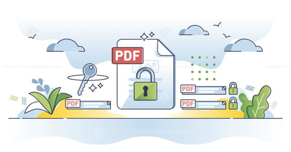 Unlock PDF and edit locked text file with software tool outline concept