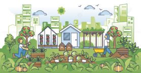Urban agriculture and ecological city gardening community outline concept