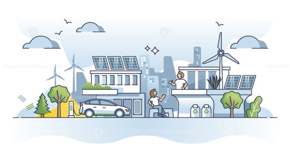 Urban ecology with sustainable and green resource consumption outline concept
