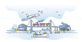 Using transportation and burn fossil fuel with emissions outline concept