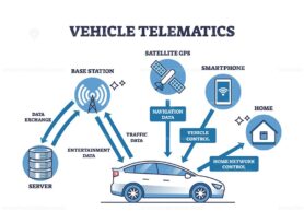Vehicle telematics and smart signal connection system outline diagram