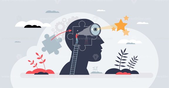 Vision and intuition for future strategy planning tiny person concept