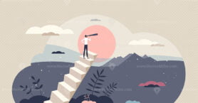 Vision of the future with looking for visionary ambition tiny person concept