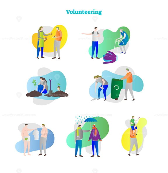 FREE Vector illustration with volunteering icon collection set