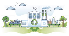 Waste processing facility for trash sorting and recycling outline concept
