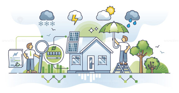 Weather impact on energy consumption and household usage outline concept