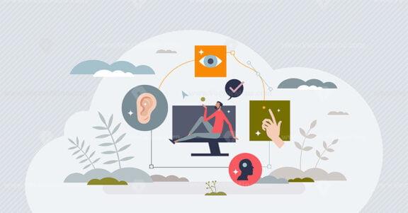 Web accessibility and assistance for disabled users tiny person concept