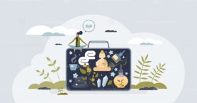 Wellness tourism and travel for healthcare and relaxation tiny person concept