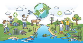 Wildlife conservation and habitat restoration as green work outline concept