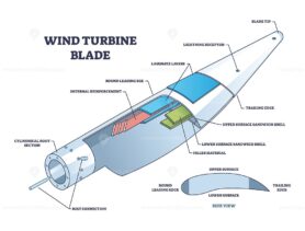 Wind turbine blade structure and mechanical explanation outline diagram