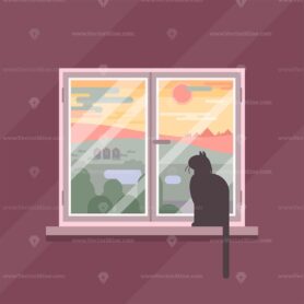 FREE Vector flat illustration with window view