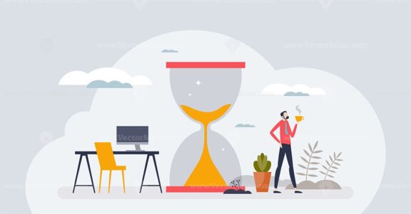 Work life balance with time for career and relaxation tiny person concept