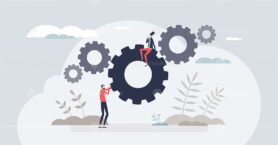 Workflow automation tools for work task optimization tiny person concept
